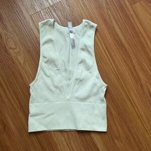Urban Outfitters Cream V-Neck Crop Top